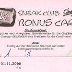 Erlangen Sneak Club Bonus Card