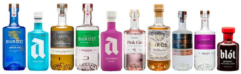 products of the aurora spirit distillery norway
