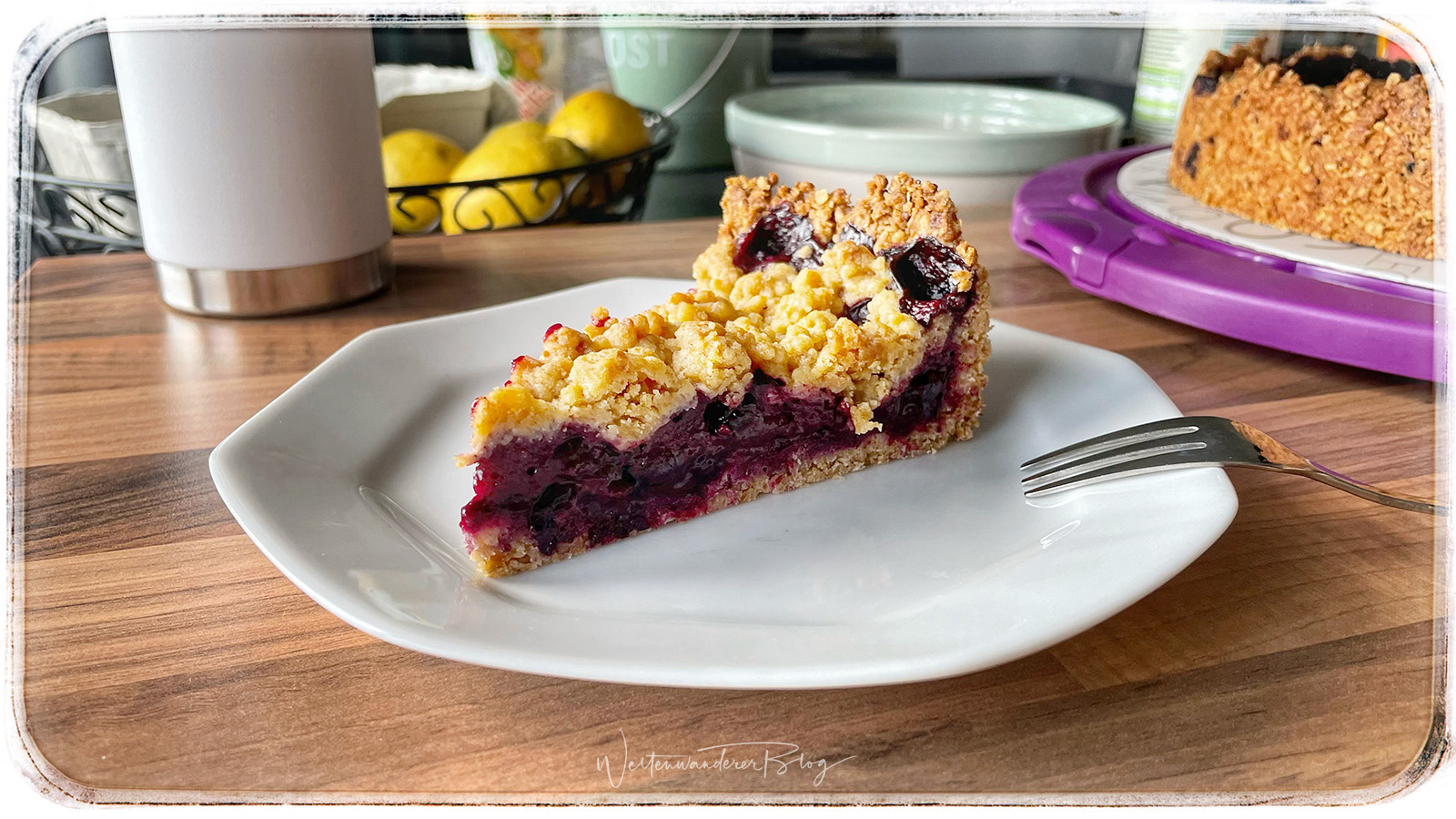 veganer blaubeerkuchen mit streuseln