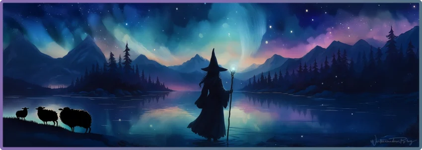 weltenwanderer hexe am see mit schafen