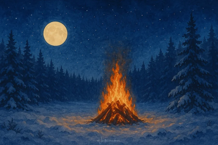 yule wintersonnwende feuer