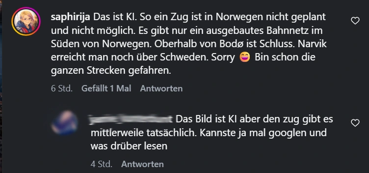 Panorama Nachtzug mit Nordlichtern in Norwegen Instagram