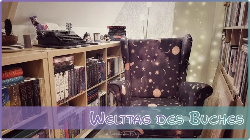 Gemütlicher Lesesessel mit Bücherregal welttag des buches