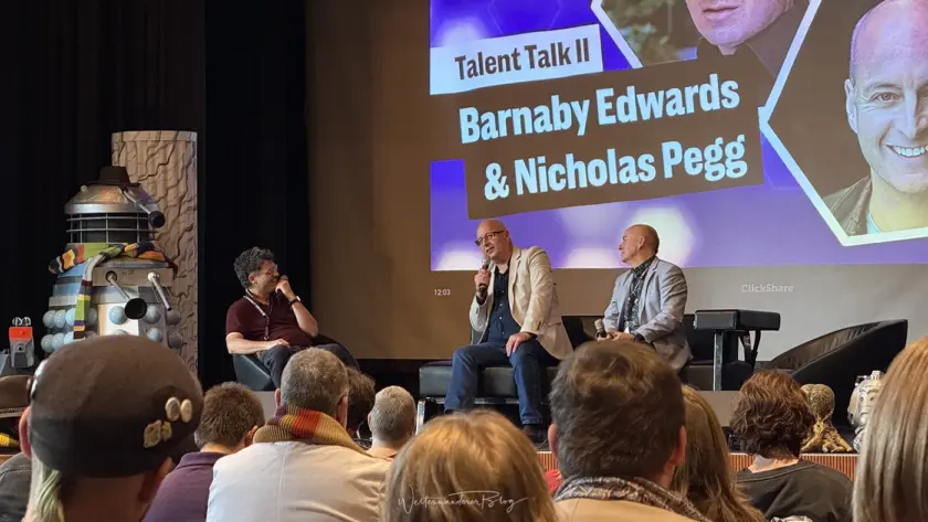 Barnaby Edwards und Nicholas Pegg beim gemeinsamen Talent Talk auf der TimeLash X 2026